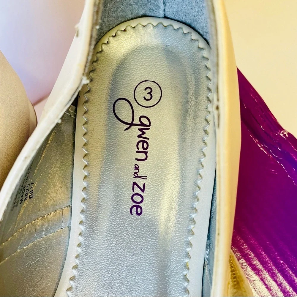 Gwen and Zoe Cream Kids Shoes with Bow Size 3